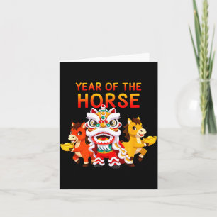 Cute Year of Horse Lunar New Year 2026 Kids Design Card