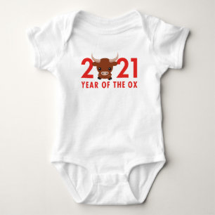 Cute Year of the Ox 2021 Chinese New Year Baby Bodysuit