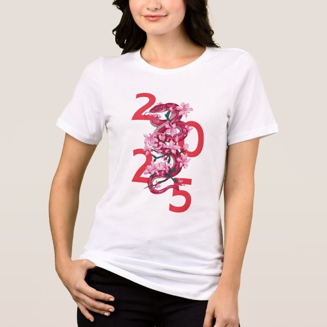Cute Year Of The Snake 2025 | Chinese Zodiac Snake Tri-Blend Shirt (Front)