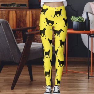Cute Yellow And black Animal Pet Dots Cat Pattern  Leggings