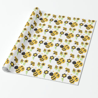 Cute Yellow and Black Bumble Bees Wrapping Paper