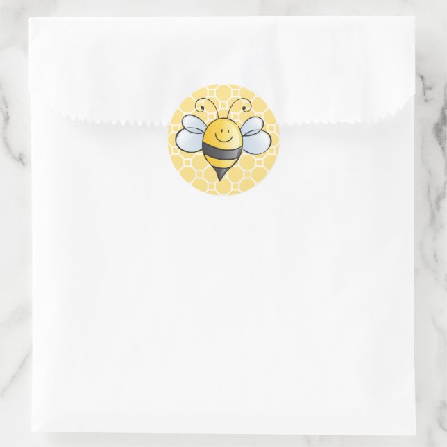 Cute Yellow and Black Bumblebee Classic Round Sticker (Bag)