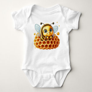 CUTE YELLOW AND BLACK CARTOON HONEY BEE BABY BODYSUIT