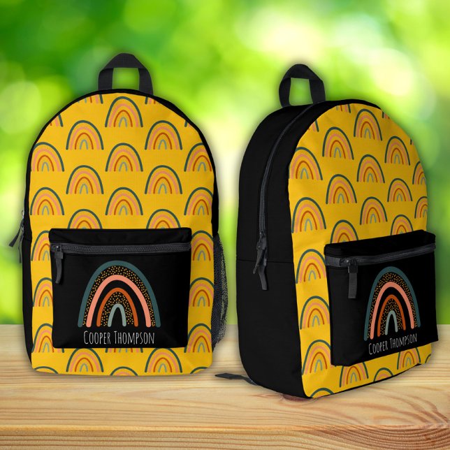 Cute Yellow and Black Rainbow Boys  Printed Backpack (Creator Uploaded)
