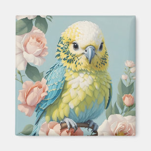 Cute Yellow And Blue Baby Budgie Parakeet Bird Magnet