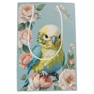 Cute Yellow And Blue Baby Budgie Parakeet Bird Medium Gift Bag