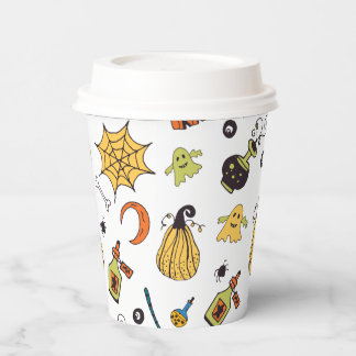 Cute Yellow and Green Boo Halloween Paper Cups