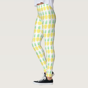 Cute Yellow and Green Watercolor Pineapple Pattern Leggings
