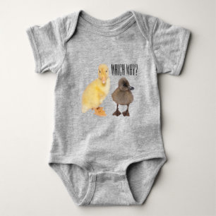 Cute Yellow and Grey Ducklings Photographs Baby Bodysuit