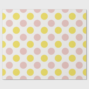 Cute Yellow and Pink Polka Dot  Wrapping Paper