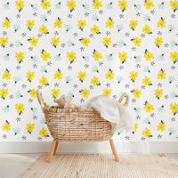 Cute Yellow And Teal Blue Daisy Flowers Pattern