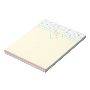 Cute yellow and teal floral notepad