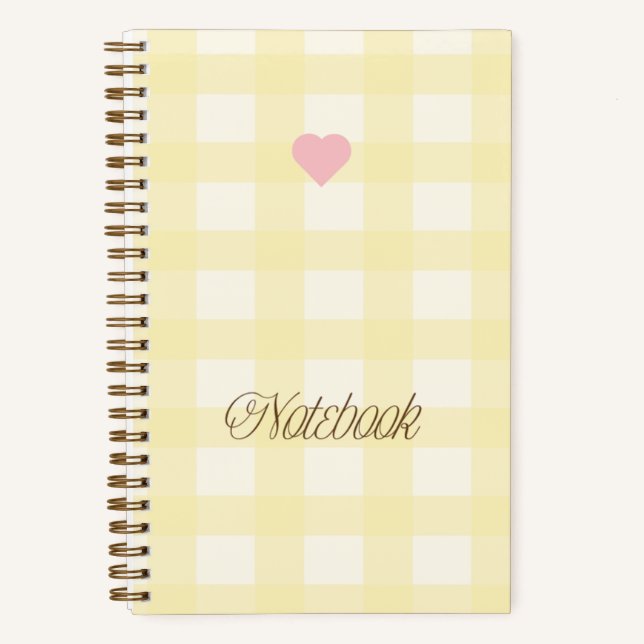 Cute Yellow and White Gingham Notebook (Front)
