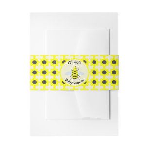 Cute Yellow Baby Bee Gender Neutral Baby Shower Invitation Belly Band