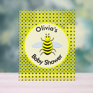 Cute Yellow Baby Bee Gender Neutral Custom Acrylic Sign