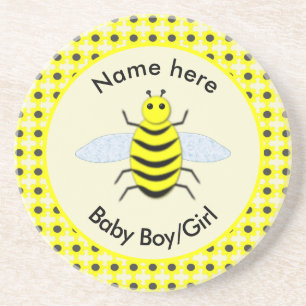Cute Yellow Baby Bee Gender Reveal Neutral Coaster
