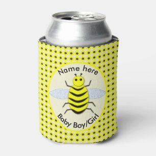 Cute Yellow Baby Bee Gender Reveal Neutral Custom Can Cooler