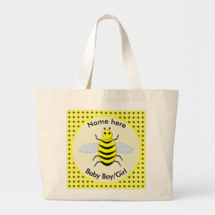 Cute Yellow Baby Bee Gender Reveal Neutral Custom Large Tote Bag