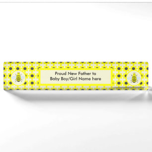 Cute Yellow Baby Bee Gender Reveal Neutral Custom Nameplate