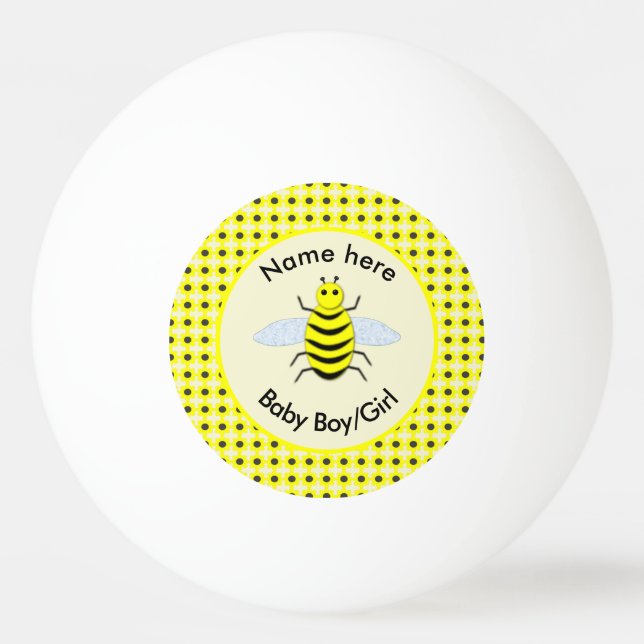 Cute Yellow baby Bee Gender Reveal Neutral Custom Ping Pong Ball (Front)