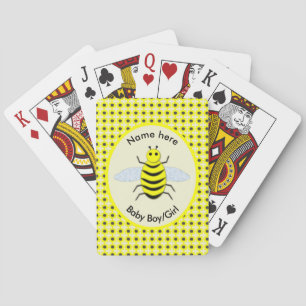 Cute Yellow Baby Bee Gender Reveal Neutral Custom Playing Cards