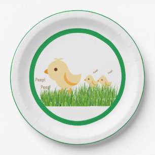 Cute Yellow Baby Chick Baby Shower Paper Plate