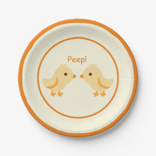 Cute Yellow Baby Chick Baby Shower Paper Plate