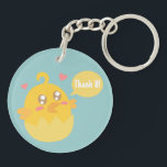 Cute Yellow Baby Chick in Egg Shell<br><div class="desc">Adorable cartoon of a yellow baby chick with sparkling eyes in an egg shell. Background can be changed to your colour of choice using the background option. The young bird has two hearts around it and a speech bubble which you can customise to your own word. For example, you can...</div>