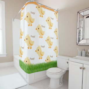 Cute Yellow Baby Chick Kids Shower Curtain
