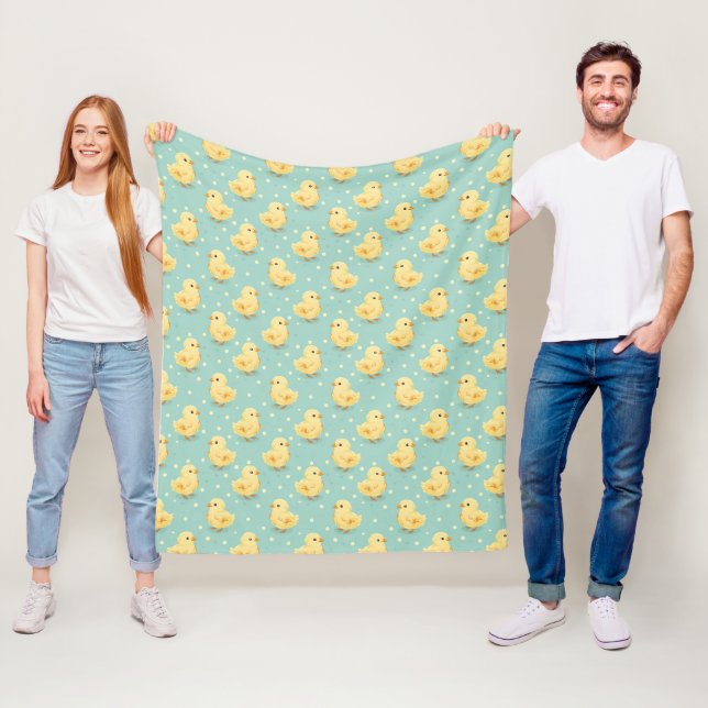 Cute Yellow Baby Duck Kids Room Pattern Fleece Blanket (In Situ)