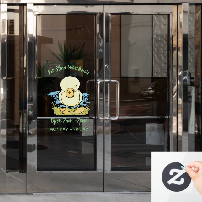 Cute yellow baby duckling cartoon illustration (Office Door)