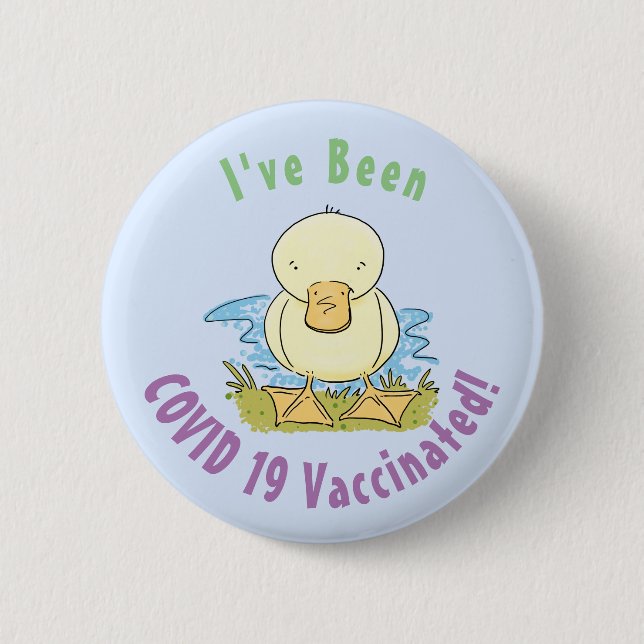 Cute yellow baby duckling cartoon illustration 6 cm round badge (Front)