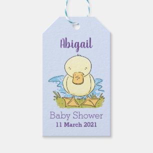 Cute yellow baby duckling cartoon illustration gift tags