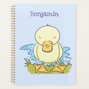 Cute yellow baby duckling cartoon illustration planner
