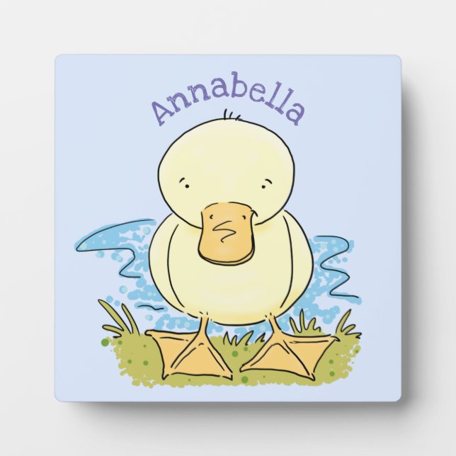 Cute yellow baby duckling cartoon illustration plaque (Front)