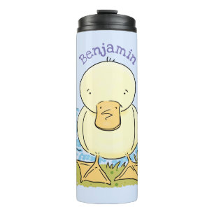 Cute yellow baby duckling cartoon illustration thermal tumbler