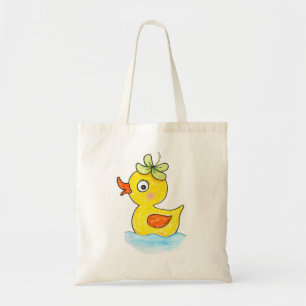 Cute Yellow Baby Rubber Duck with Clover Hat funny Tote Bag