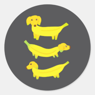 Cute Yellow Banana Dogs Graphic  Classic Round Sticker