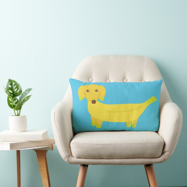 Cute Yellow Banana Dogs Graphic Lumbar Cushion (Chair)