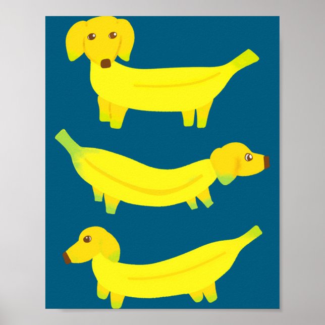 Cute Yellow Banana Dogs Graphic  Poster (Front)