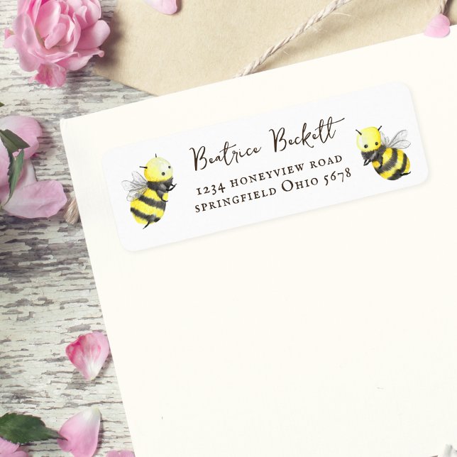 Cute Yellow Bee Baby Shower Return Address (Creator Uploaded)