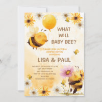 Cute Yellow Bee Daisy Gender Reveal Invitation