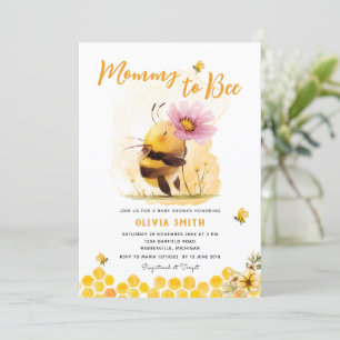 Cute Yellow Bee Daisy Mummy To Bee Baby shower Invitation
