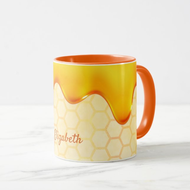 Cute Yellow bees dripping honey Mug (Front Right)