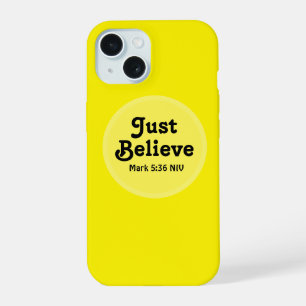 Cute Yellow Believe Bible Verse Miracle Faith iPhone 15 Case