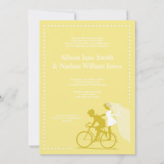 CUTE Yellow Bicycle Couple Wedding Invitation