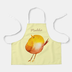 Cute yellow bird watercolor apron
