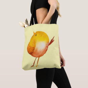 Cute yellow bird watercolor art tote bag