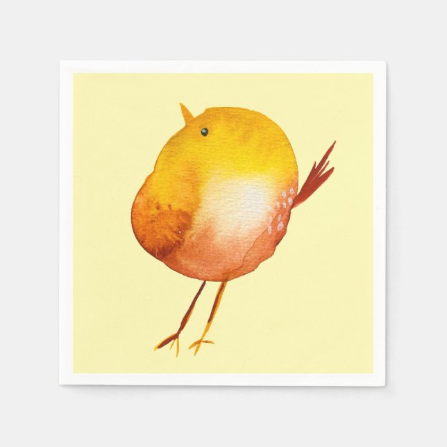 Cute yellow bird watercolor napkin (Front)