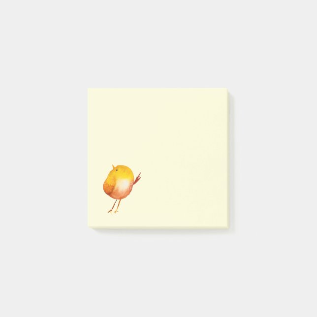 Cute yellow bird watercolor post-it notes (Front)